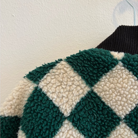 If By Sea Green and Cream Checkered Teddy Jacket - Picture 4 of 5